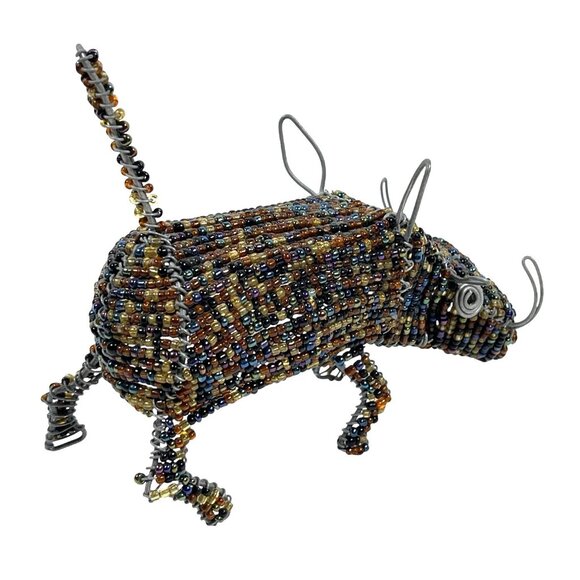 South Africa Warthog Pig Boar Handmade Beaded Wire African Craft Art Sculpture - Picture 5 of 12